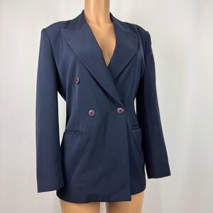 Votre Nom… Paris Women’s Classic Blazer Jacket Top Sz 2 Navy Double Breasted EUC